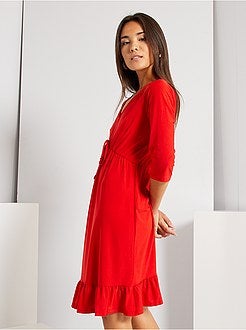 Vestido curto com folhos - Kiabi