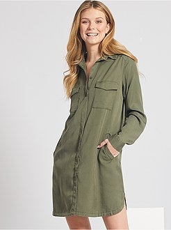 Vestido curto com forma de camisa - Kiabi