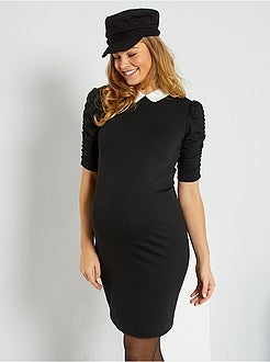 Vestido curto com gola claudine - Kiabi