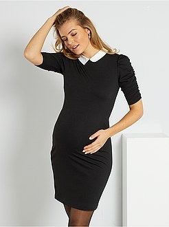 Vestido curto com gola claudine - Kiabi