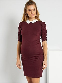 Vestido curto com gola claudine - Kiabi