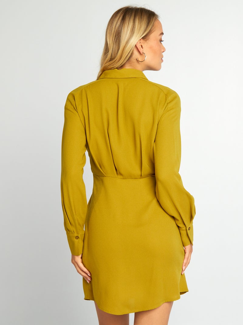 Vestido curto com gola de camisa VERDE - Kiabi