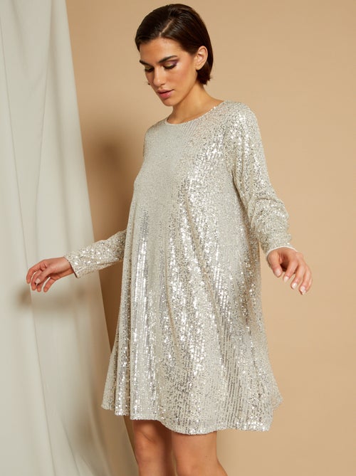 Vestido curto com lantejoulas - Kiabi
