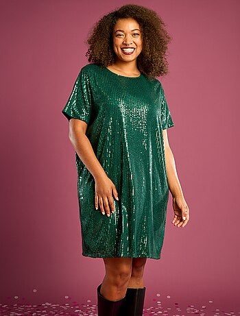 Vestido curto com lantejoulas