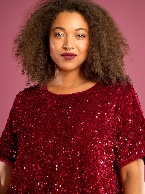 Vestido curto com lantejoulas - Kiabi