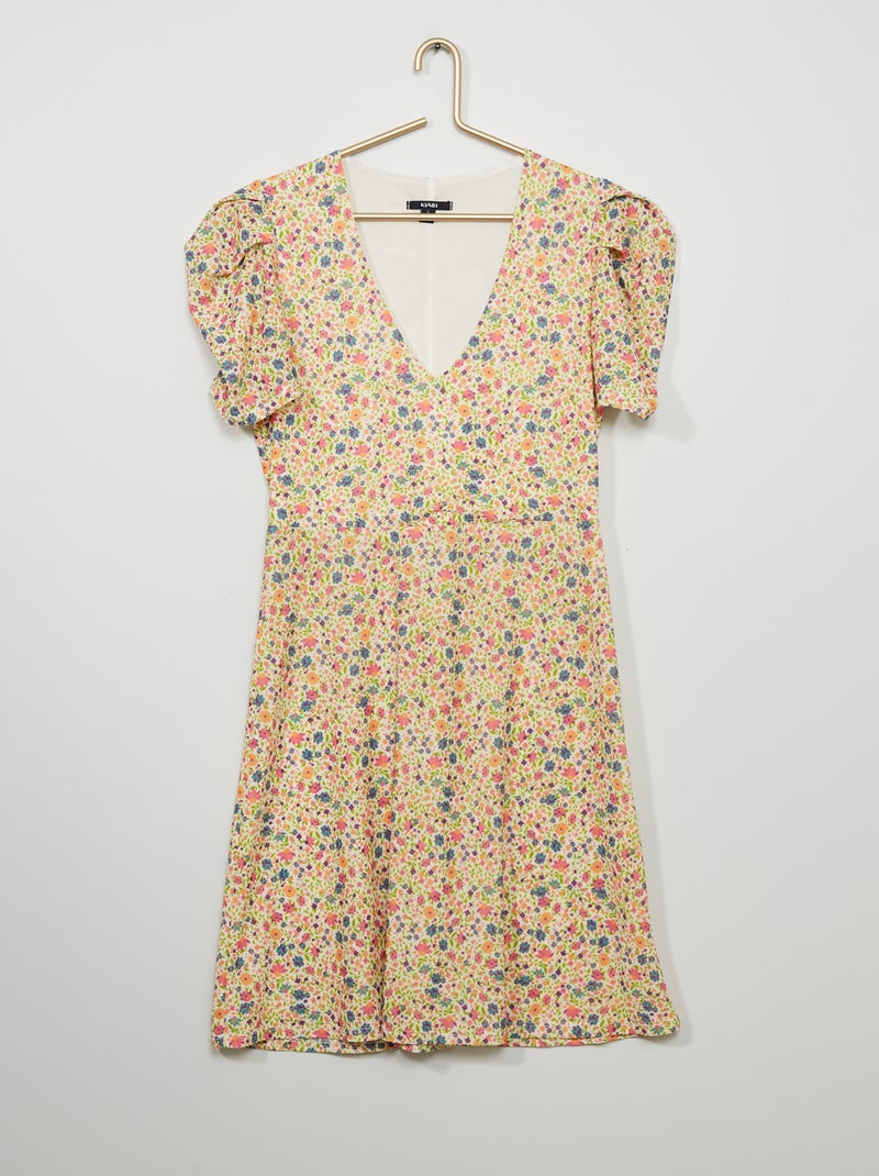 Vestido curto com manga em balão Rosa - Kiabi