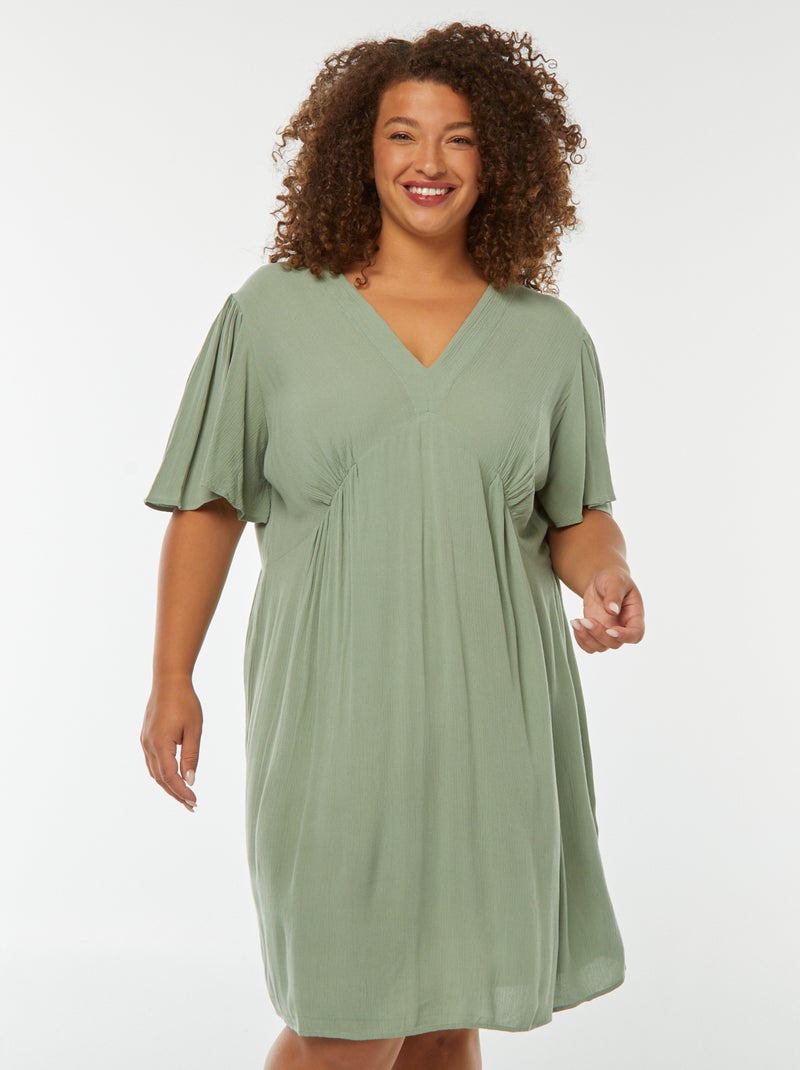 Vestido curto com mangas borboleta Azul - Kiabi