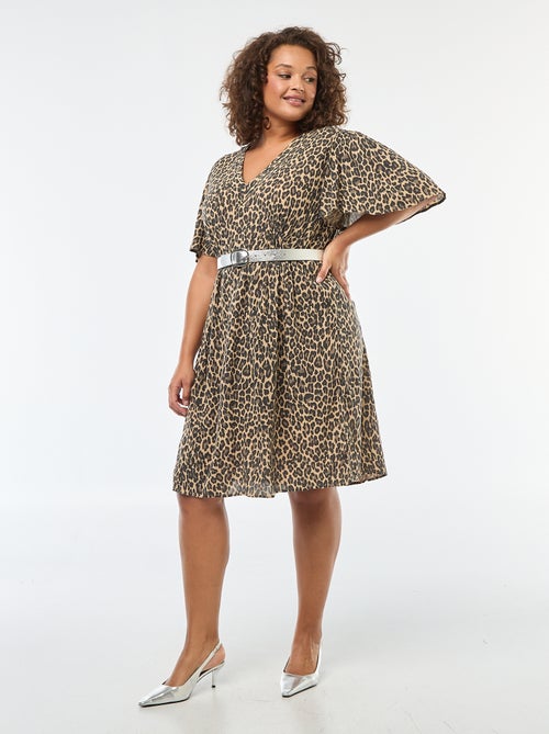 Vestido curto com mangas borboleta - Kiabi