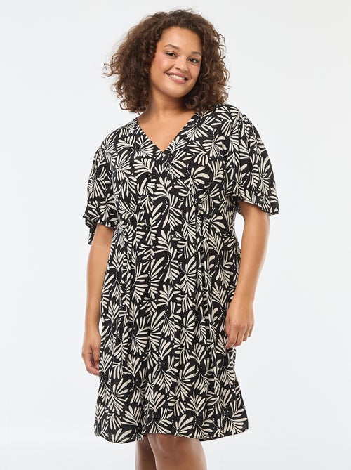 Vestido curto com mangas borboleta - Kiabi