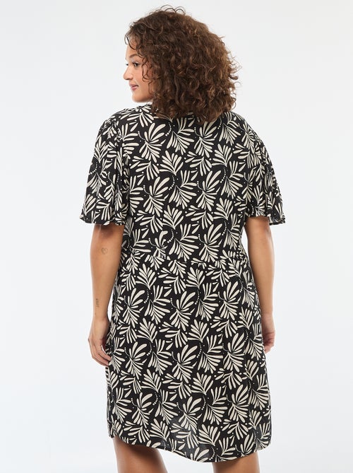 Vestido curto com mangas borboleta - Kiabi