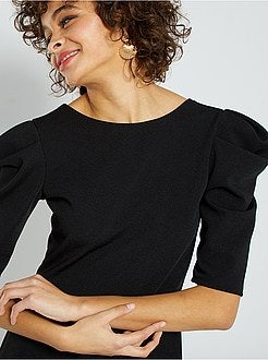 Vestido curto com mangas em balão - Kiabi