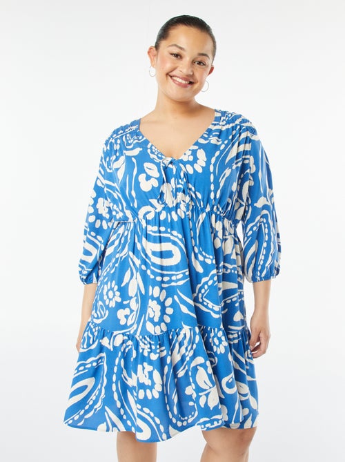 Vestido curto com motivo de manga comprida - Kiabi