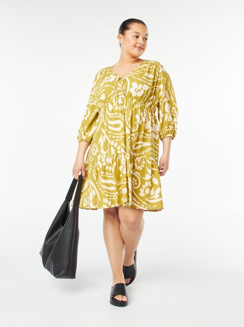 Vestido curto com motivo de manga comprida - Kiabi