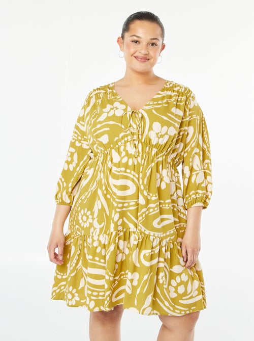 Vestido curto com motivo de manga comprida - Kiabi