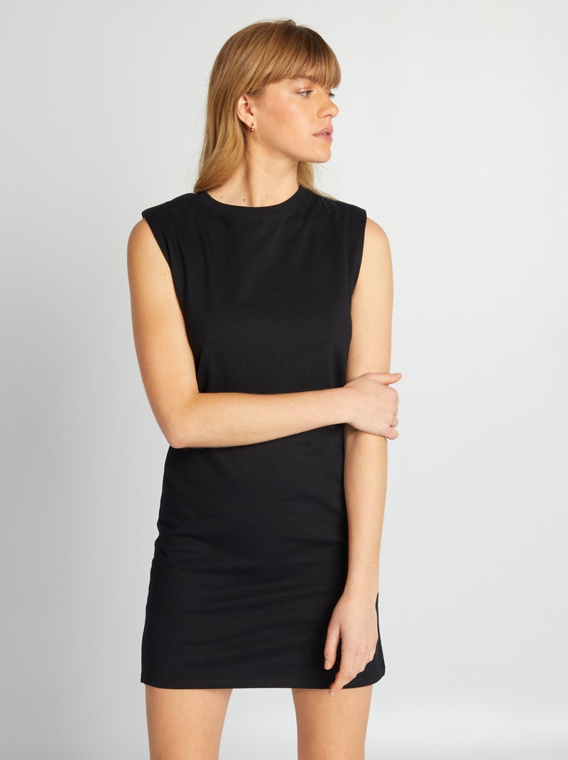 Vestido curto com ombreiras Preto - Kiabi