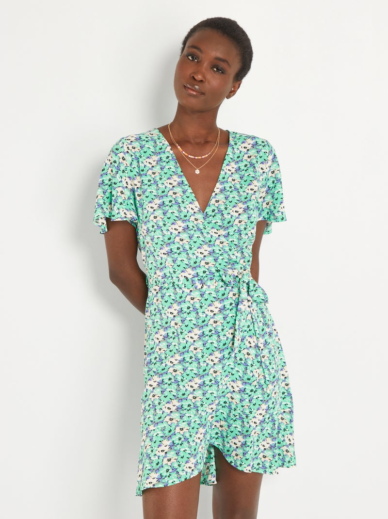 Vestido curto cruzado 'JDY' VERDE - Kiabi