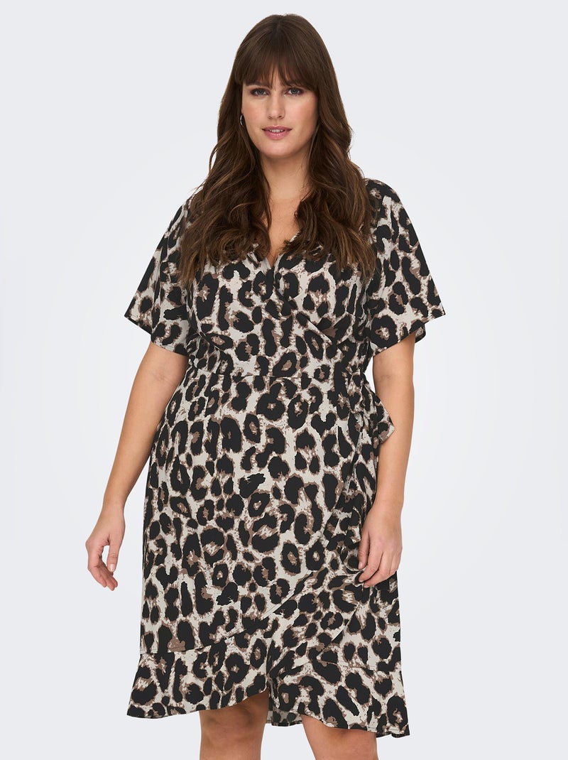 Vestido curto cruzado 'Only' Leopardo - Kiabi