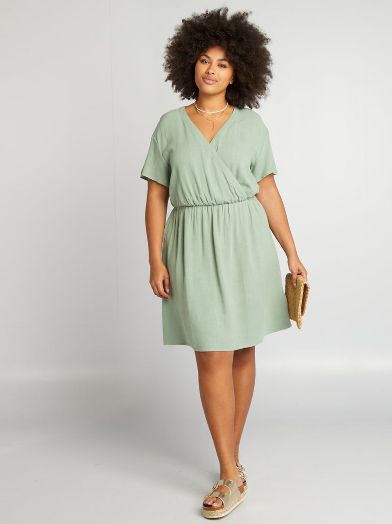 Vestido curto cruzado VERDE - Kiabi