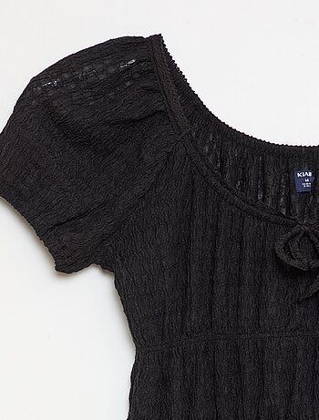 Vestido curto de corte balão de manga curta