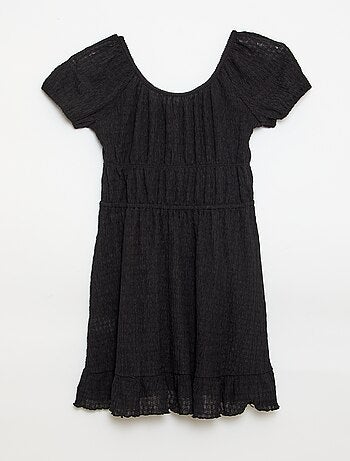 Vestido curto de corte balão de manga curta