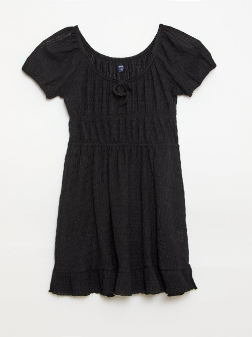 Vestido curto de corte balão de manga curta - Kiabi