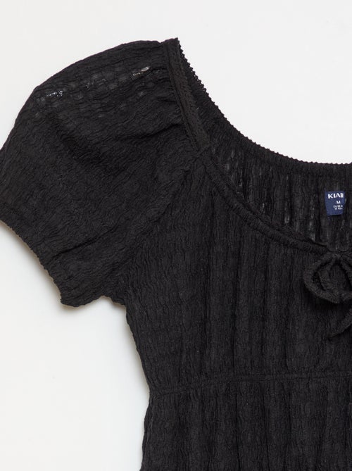 Vestido curto de corte balão de manga curta - Kiabi