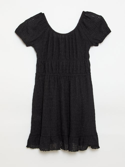 Vestido curto de corte balão de manga curta - Kiabi