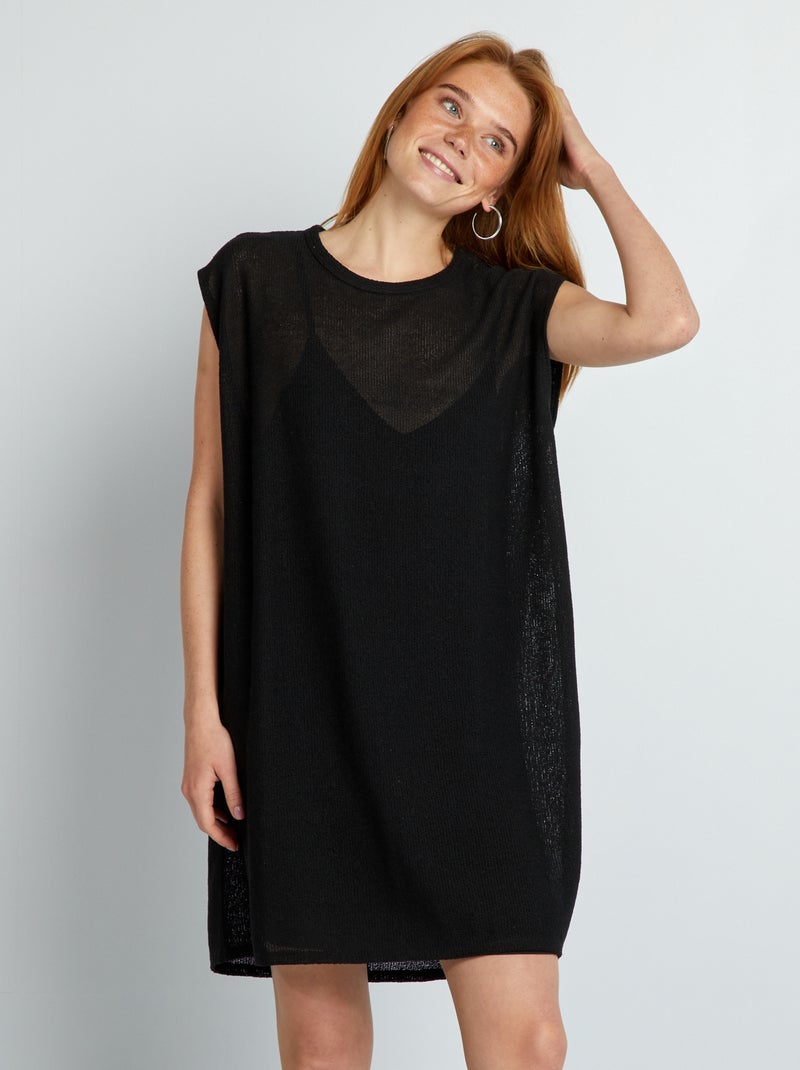 Vestido curto de croché Preto - Kiabi