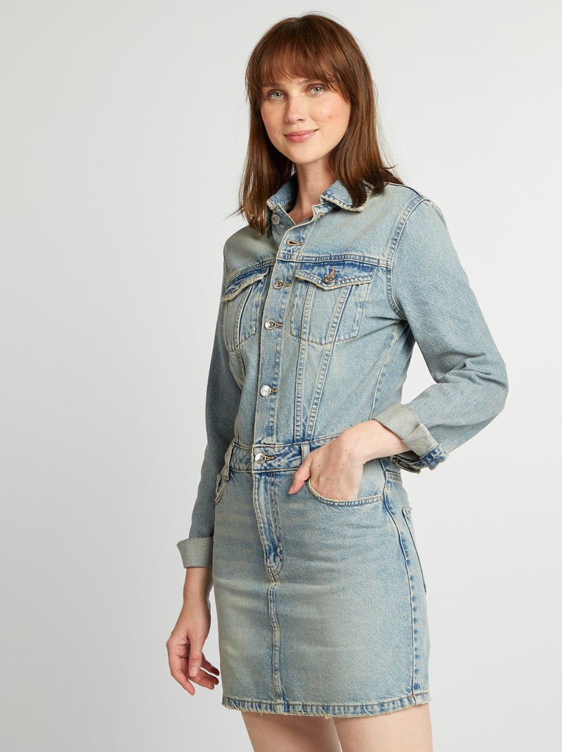 Vestido curto de ganga AZUL - Kiabi