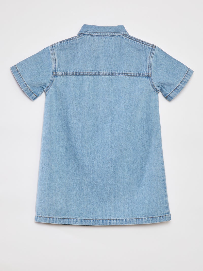 Vestido curto de ganga com colarinho de camisa AZUL - Kiabi