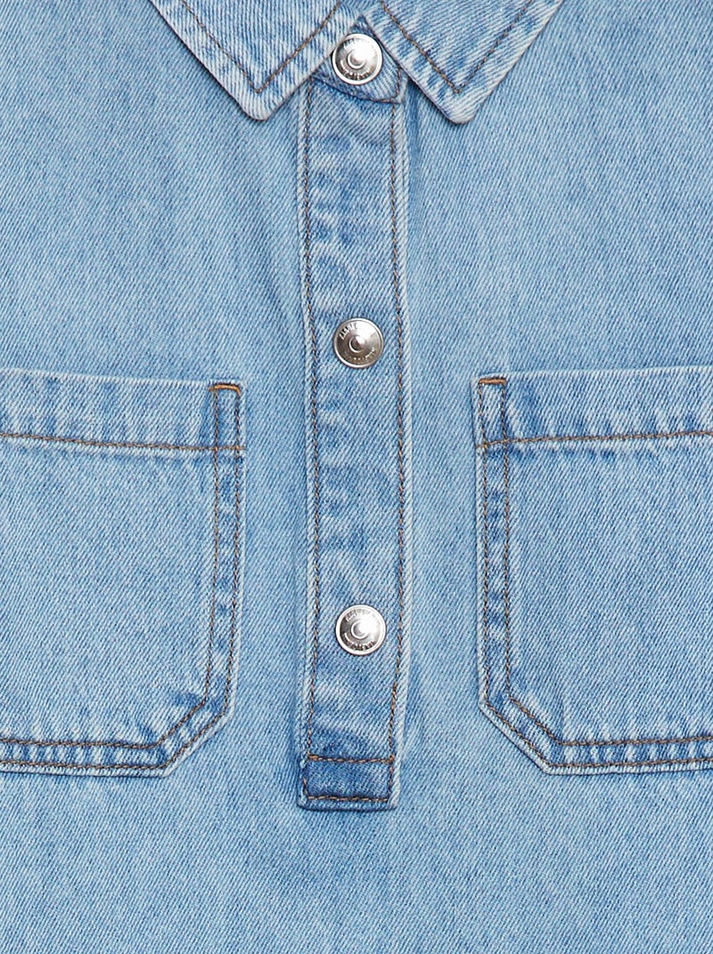 Vestido curto de ganga com colarinho de camisa AZUL - Kiabi