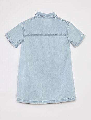 Vestido curto de ganga com colarinho de camisa