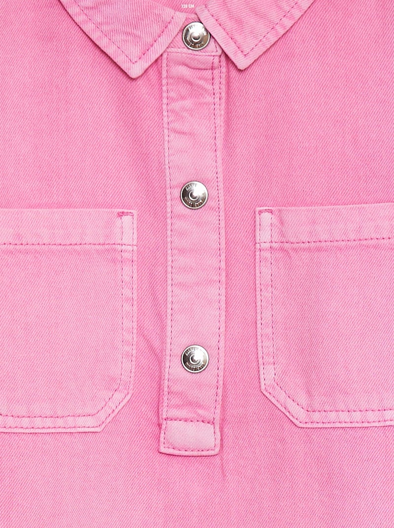 Vestido curto de ganga com colarinho de camisa Rosa - Kiabi