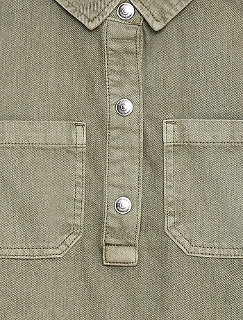 Vestido curto de ganga com colarinho de camisa