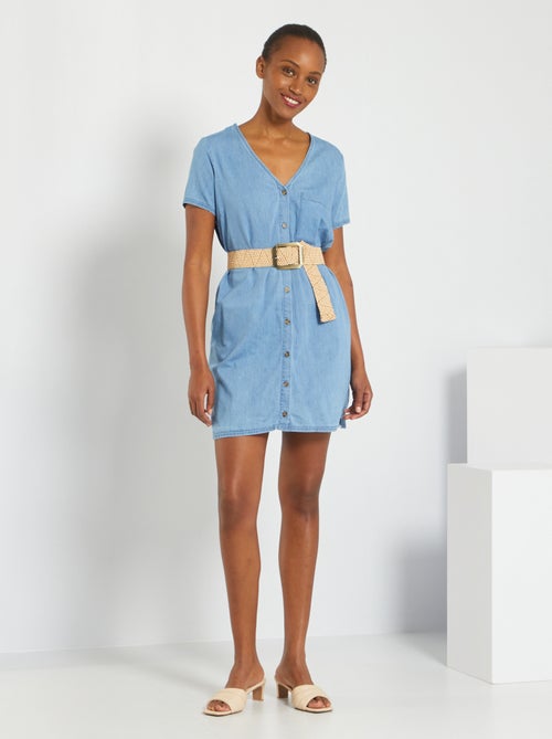 Vestido curto de ganga light - Kiabi
