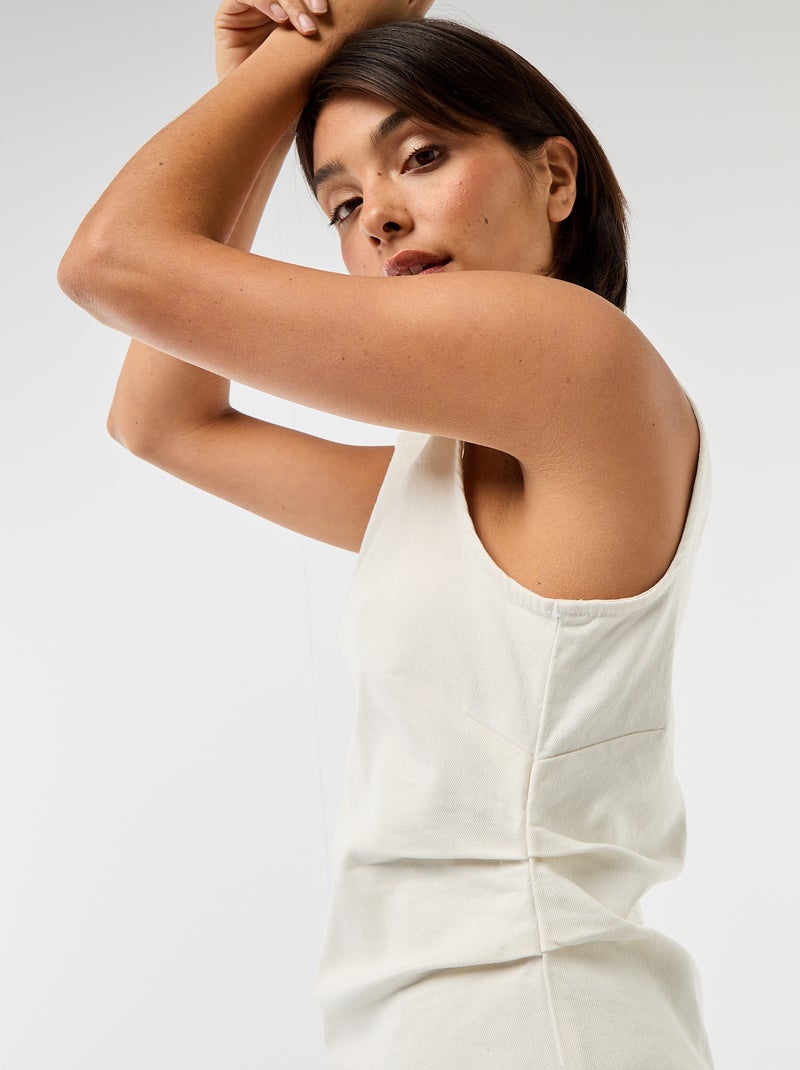 Vestido curto de ganga sem mangas Branco - Kiabi