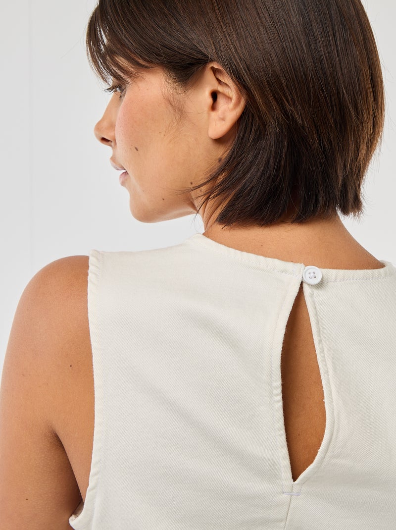 Vestido curto de ganga sem mangas Branco - Kiabi