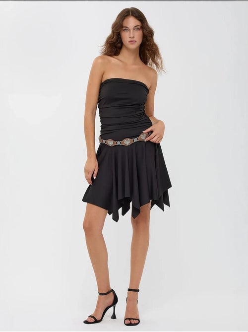 Vestido curto de jersey assimétrico sem mangas - Kiabi Vestido curto de jersey assimétrico sem mangas - Kiabi