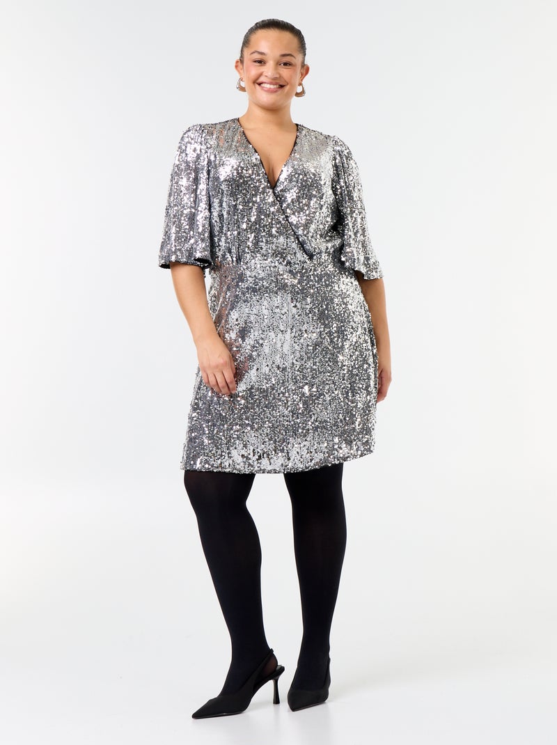 Vestido curto de lantejoulas Cinza - Kiabi