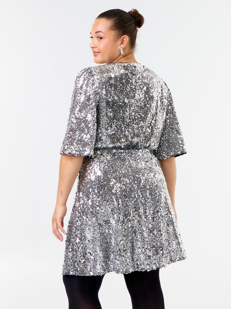 Vestido curto de lantejoulas Cinza - Kiabi
