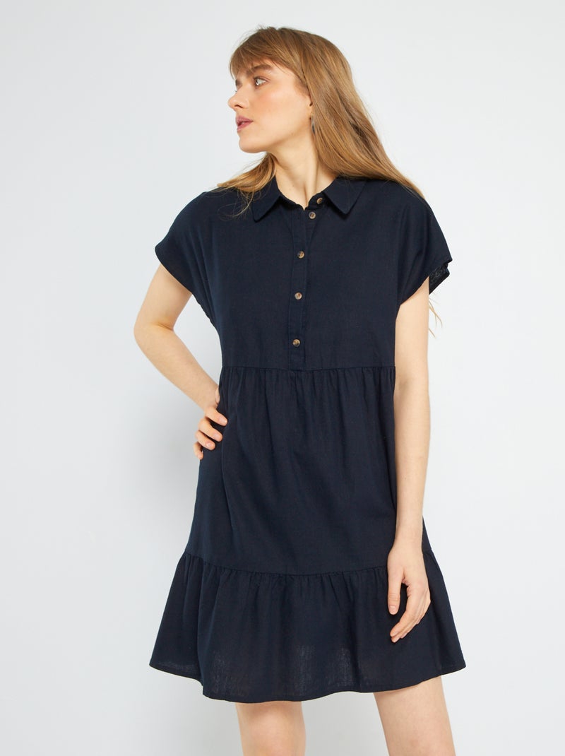 Vestido curto de linho 'JDY' AZUL - Kiabi