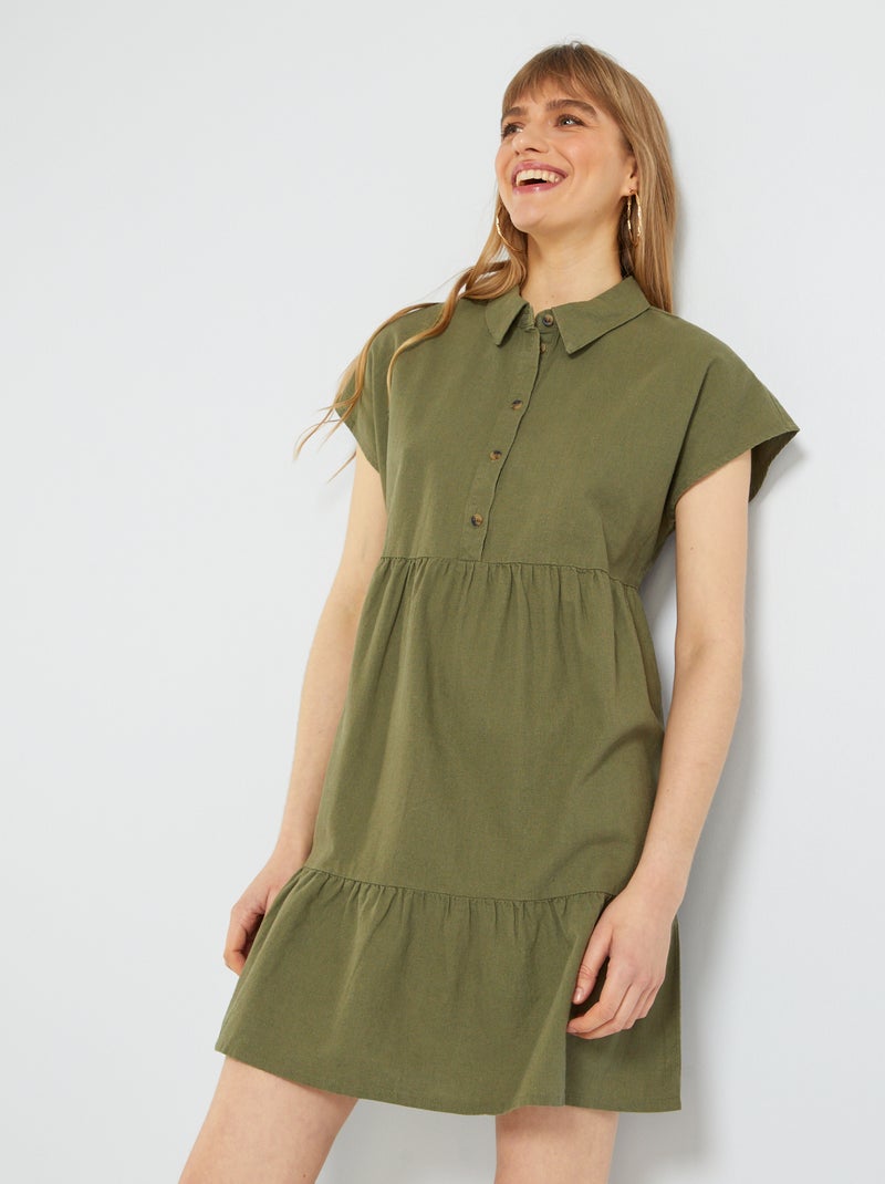 Vestido curto de linho 'JDY' CAQUI - Kiabi