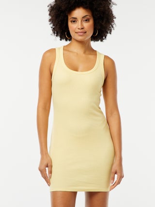 Vestido curto de malha canelada