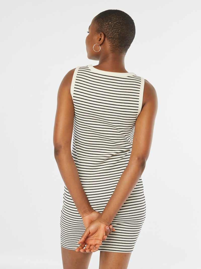Vestido curto de malha canelada BRANCO - Kiabi
