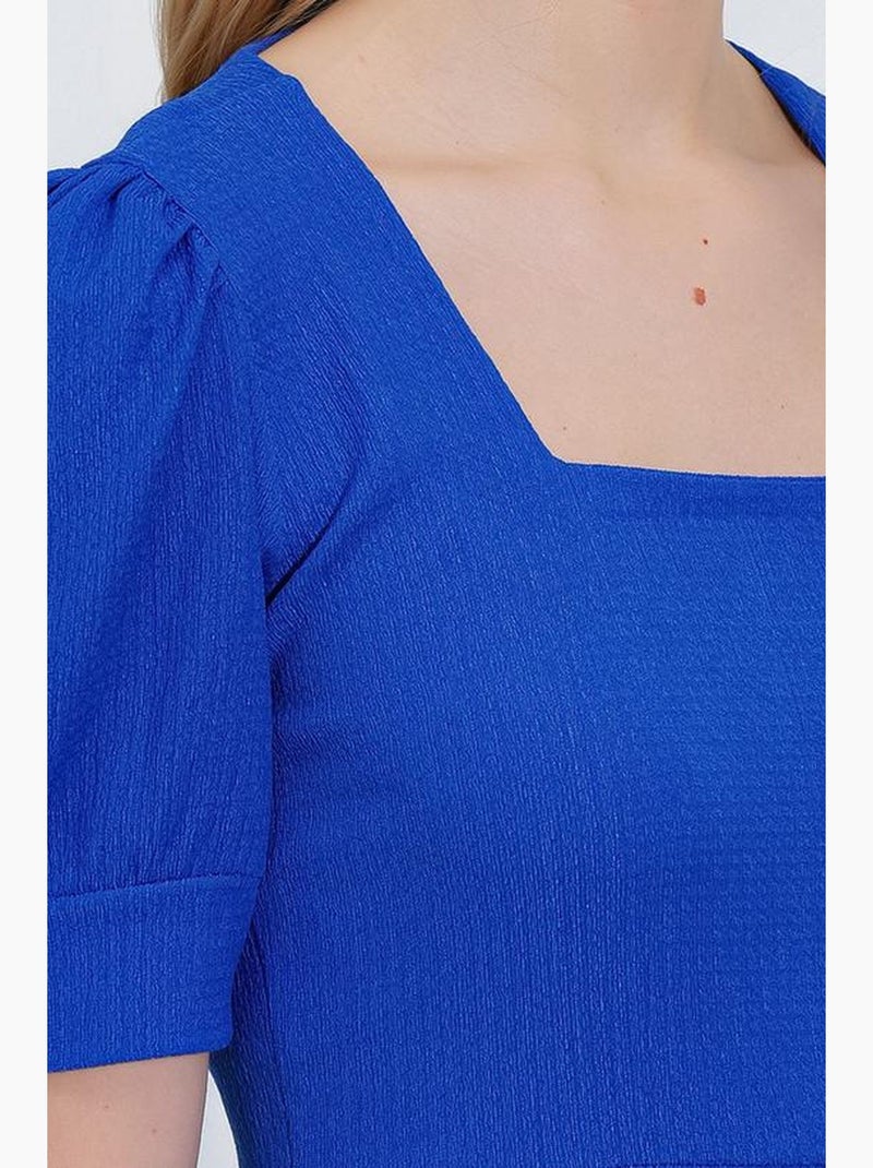 Vestido curto de malha com decote quadrado em pau santo bdart Azul-cobalto - Kiabi