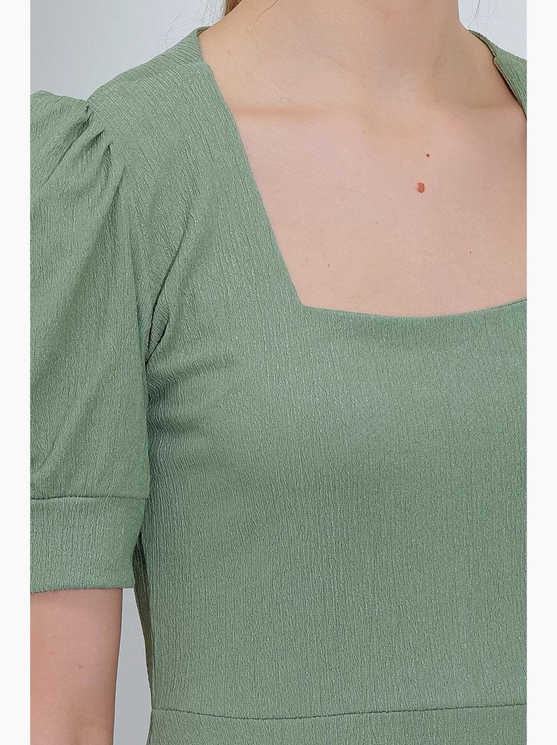Vestido curto de malha com decote quadrado em pau santo bdart Verde pastel - Kiabi
