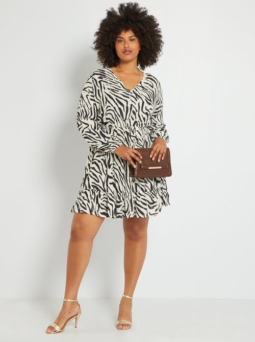 Vestido curto de malha gofrada - Kiabi