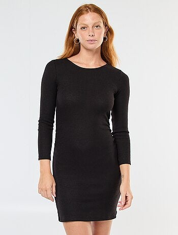 Vestido curto de manga comprida em malha fofinha