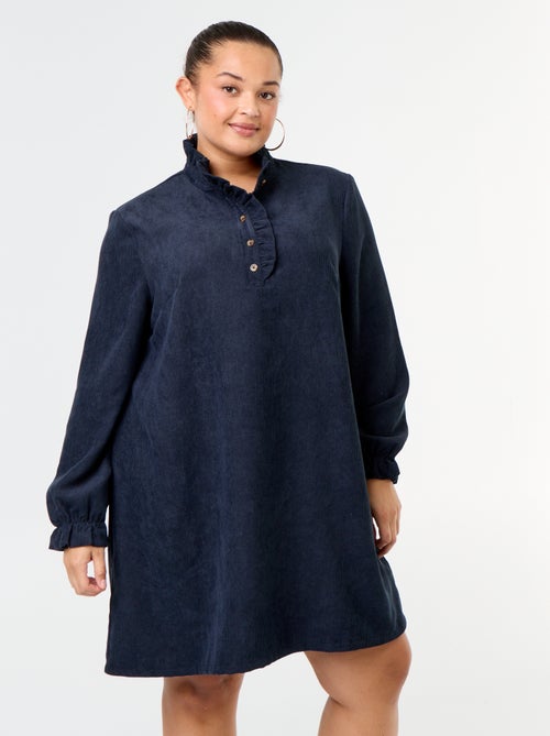 Vestido curto de veludo canelado - Kiabi
