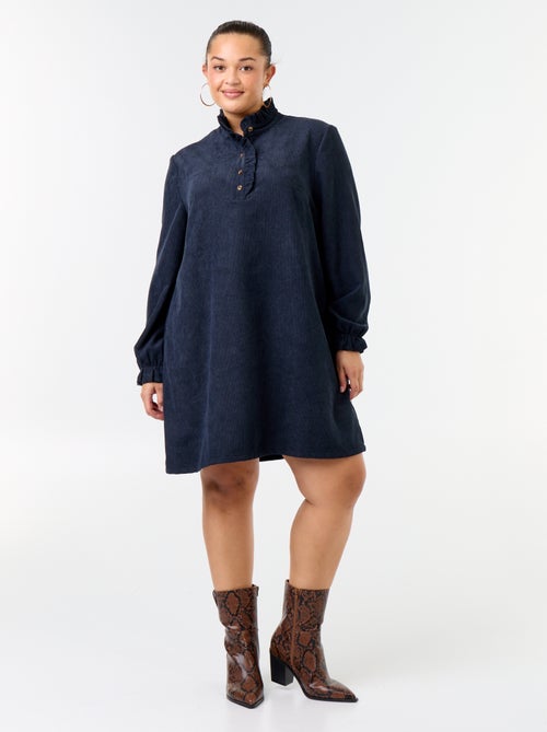 Vestido curto de veludo canelado - Kiabi
